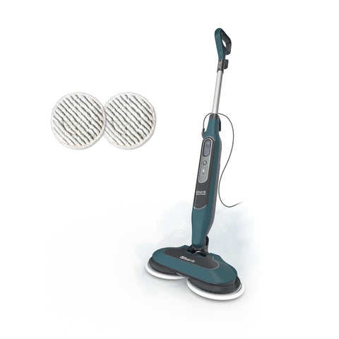 Shark Steam and Scrub mop teal front view highlights versatile sealed-floor cleaning