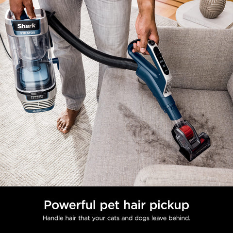 Shark Stratos adaptable performance across mixed flooring surfaces.
