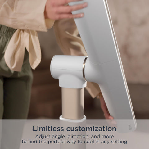 Shark TurboBlade height-adjust feature lets you set breeze height easily.