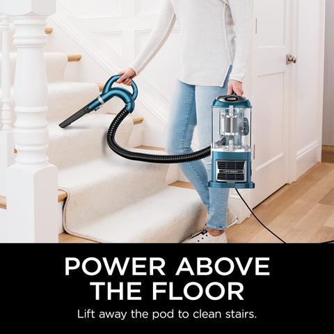 Shark Lift-Away detachable pod enables cleaning under furniture and above floors.