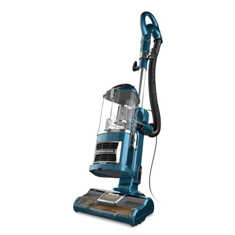 Shark Navigator Lift-Away teal with self-cleaning brushroll for efficient pet hair pickup.