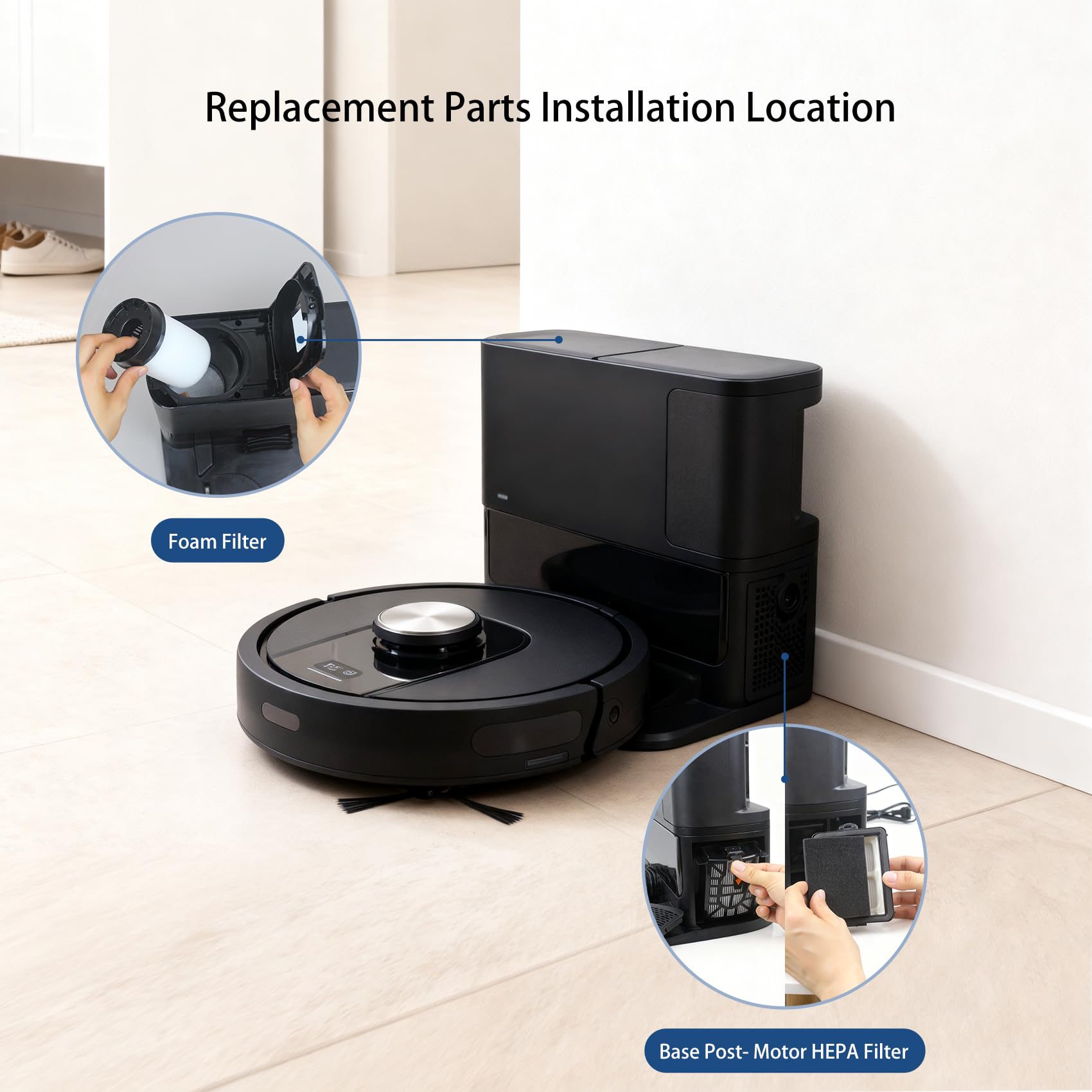 Shark UR2360S base post-motor HEPA filter helps maintain cleaner exhaust air