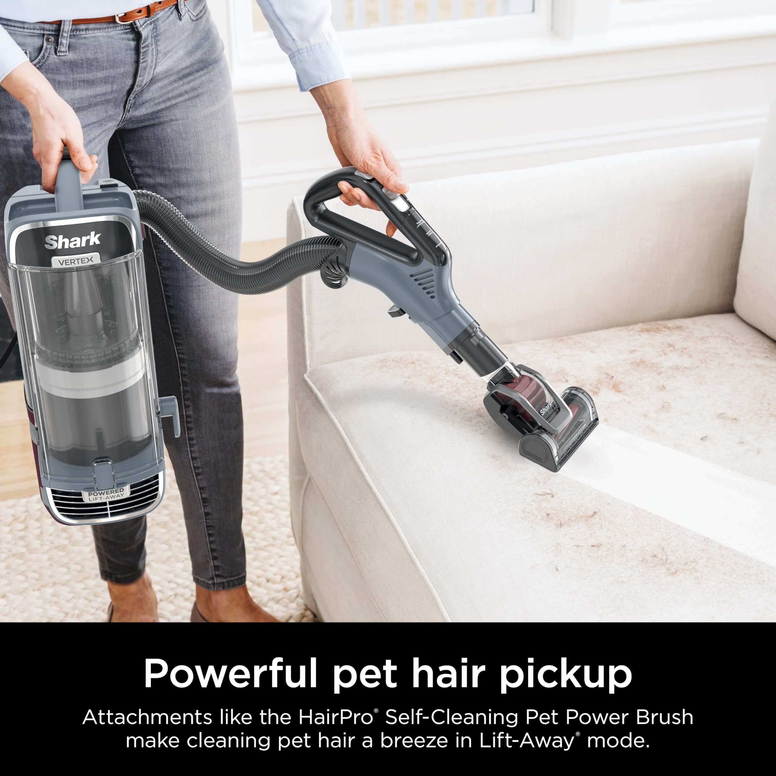 Powered Lift-Away lets you clean stairs and above-floor areas easily