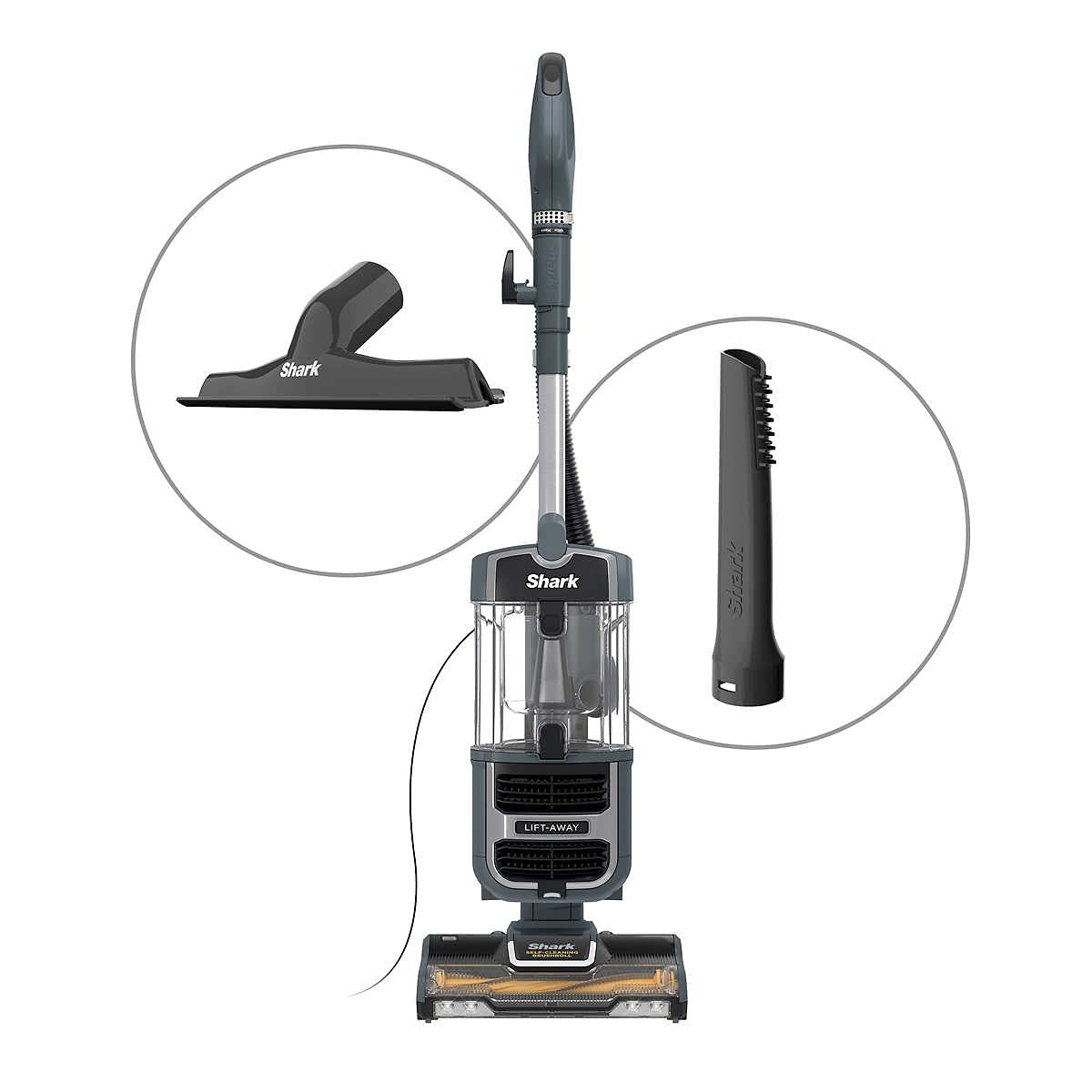 Shark UV725 nozzle with LED headlights highlighting hidden debris and pet hair pickup.