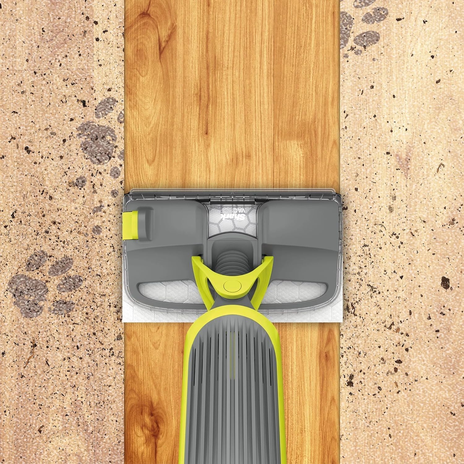 Shark VACMOP vacuums dry debris before mopping wet messes.