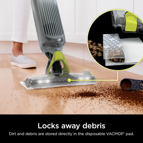 Shark VACMOP on-demand spray action targeting tough messes