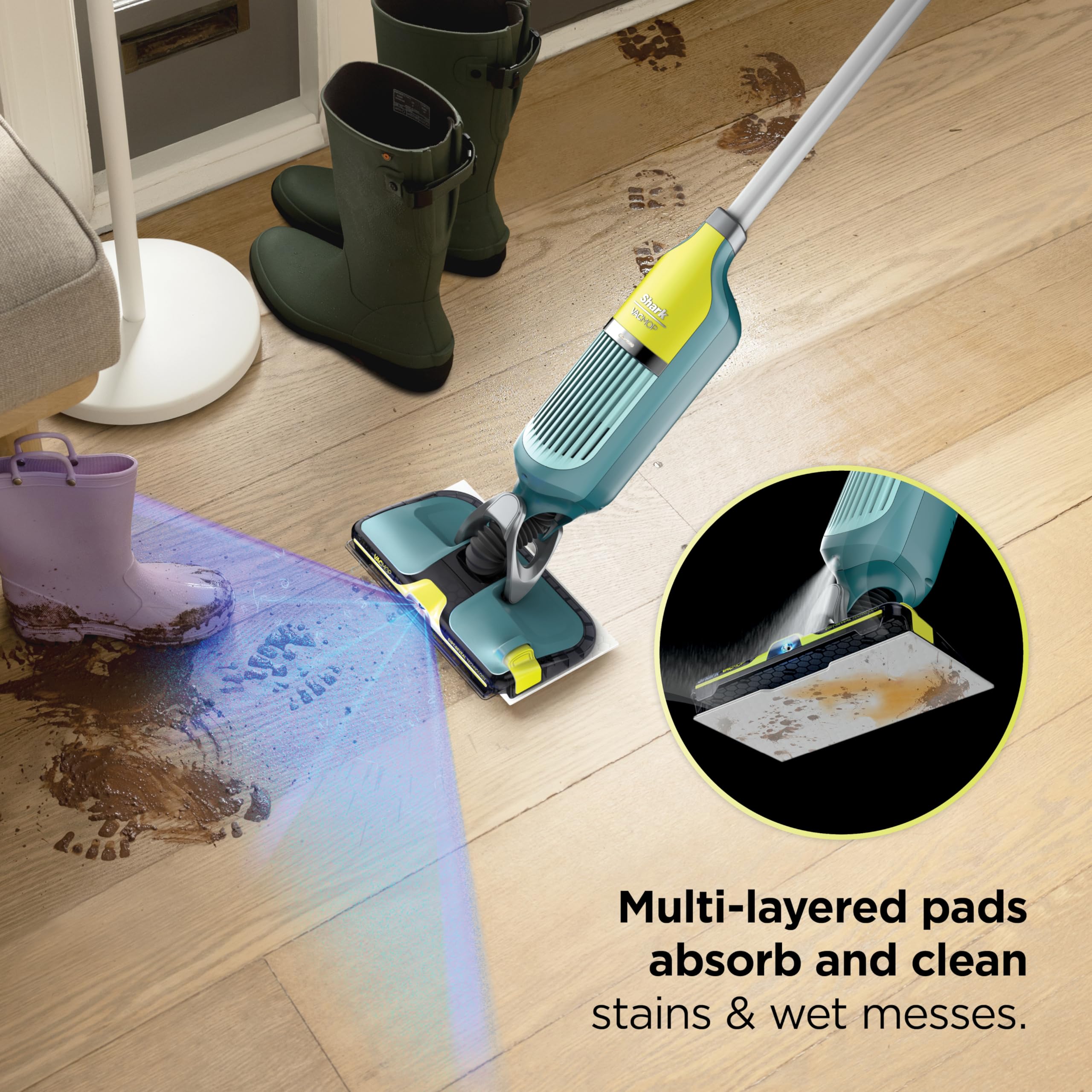 Shark VACMOP Reveal no-touch disposal keeps mess handling hygienic