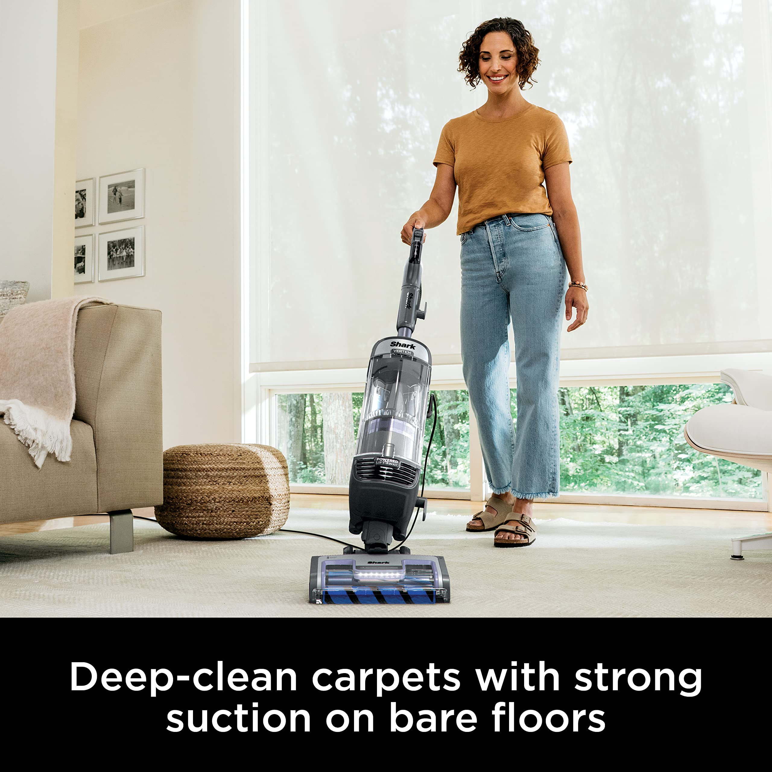 Shark Vertex AX2001AMZ powerfins roller closeup emphasizes deep carpet cleaning.
