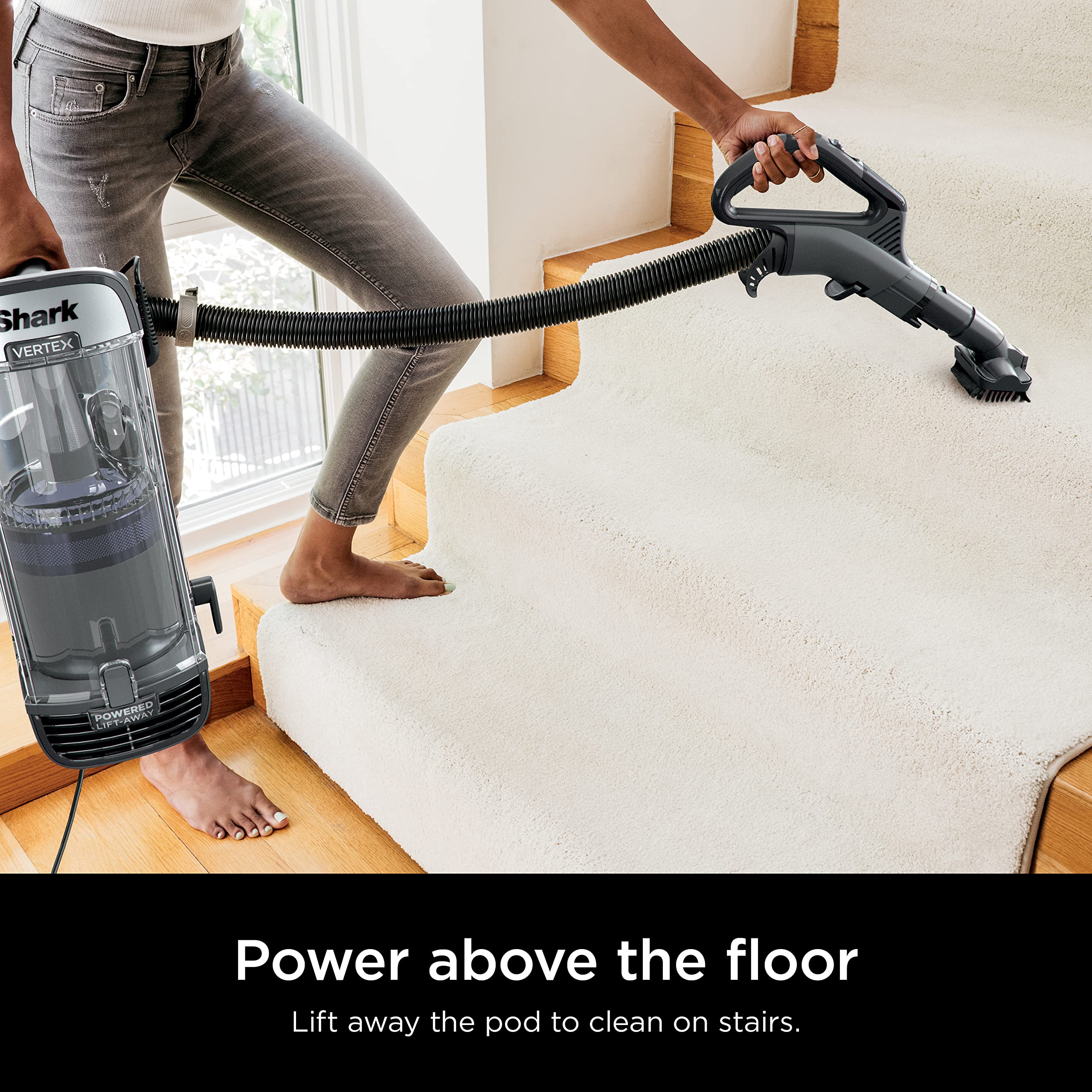 Shark Vertex AX2001AMZ self-cleaning brushroll reduces hair wrap during pet cleanup.