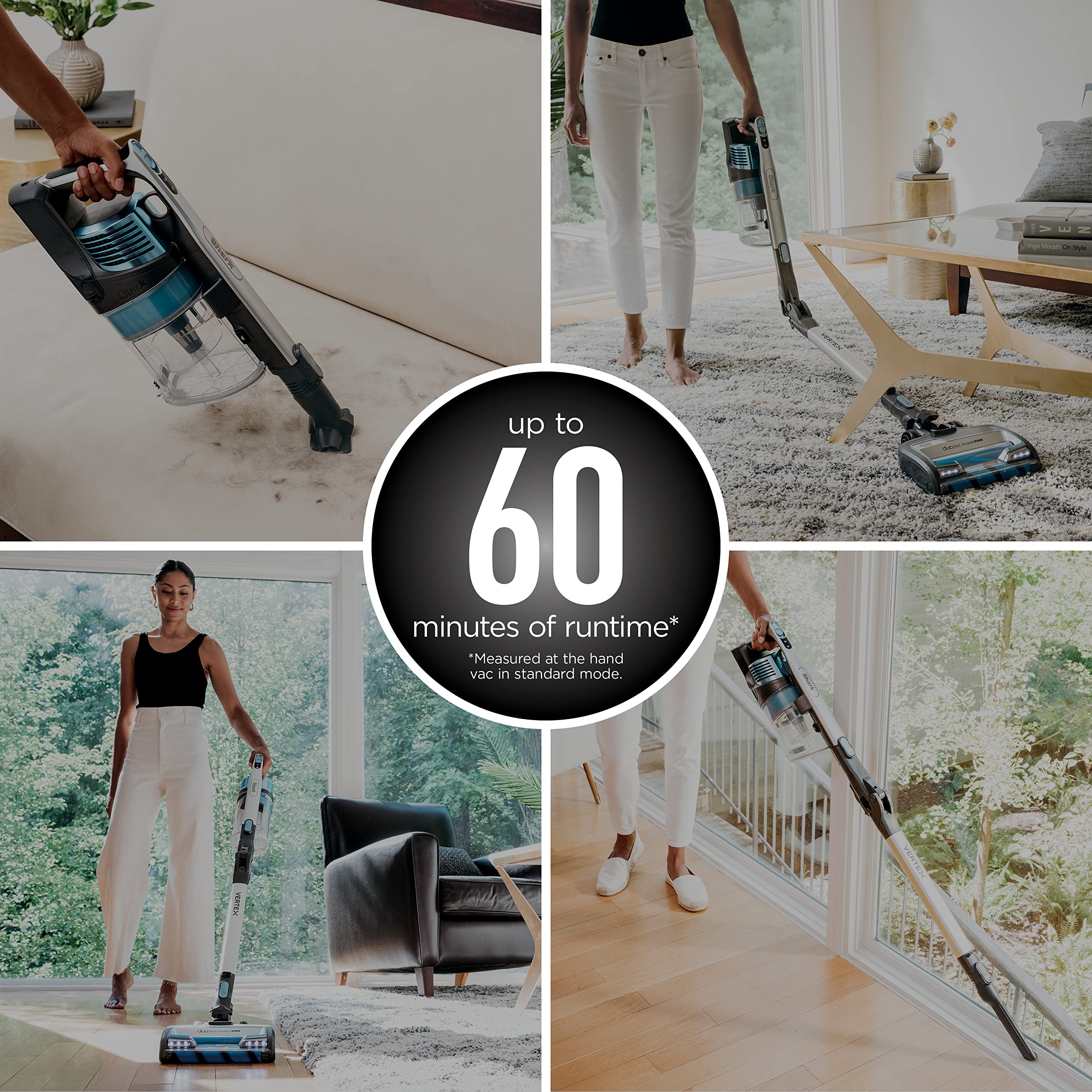 Shark Vertex with Duoclean PowerFins demonstrates deep cleaning on carpets
