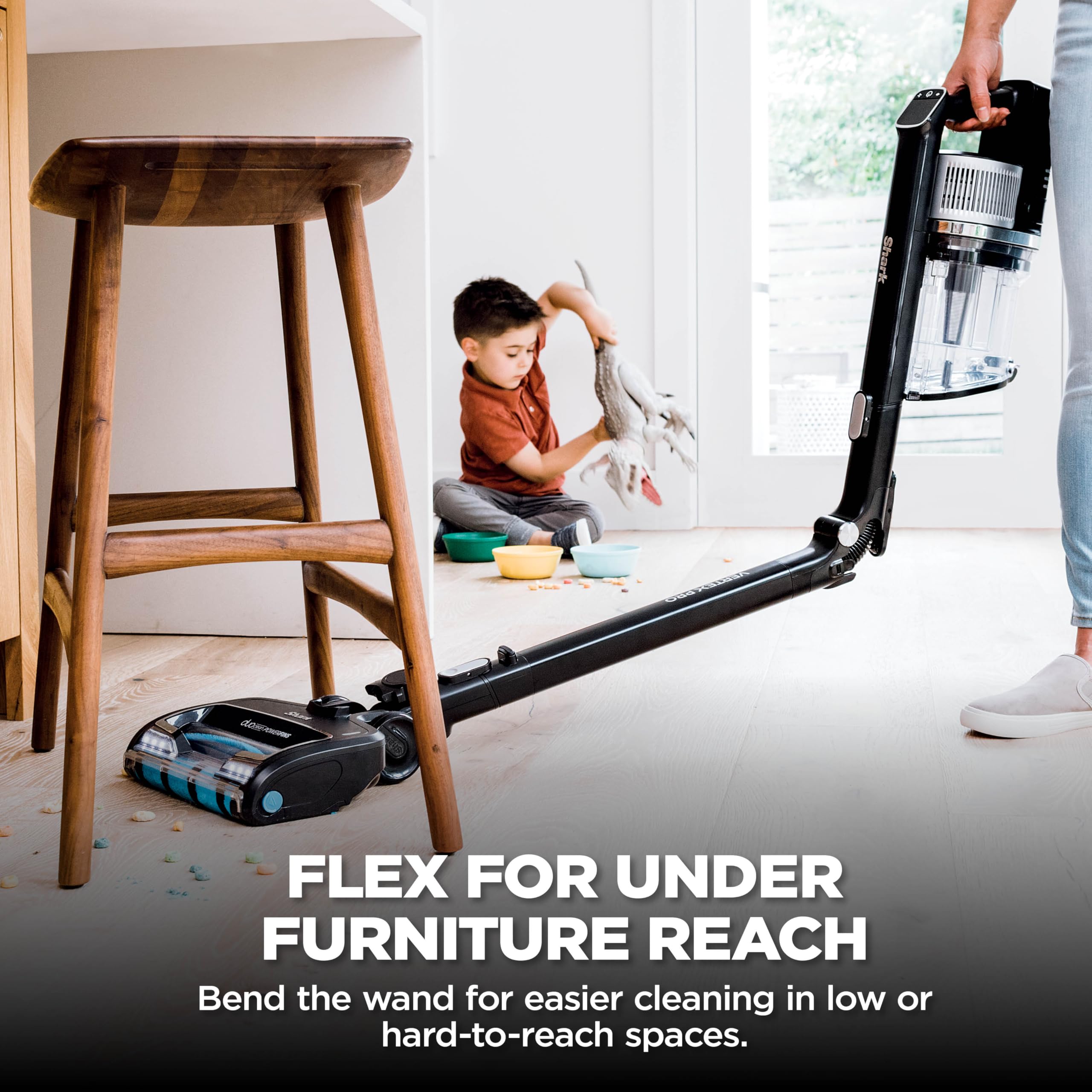 Shark Vertex Pro DuoClean PowerFins system delivers thorough debris pickup across surfaces.