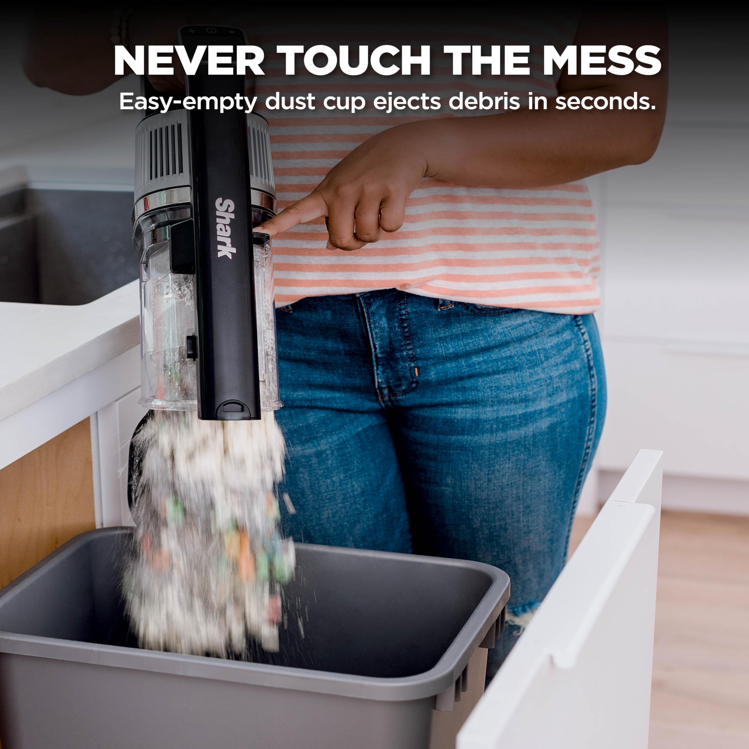 Shark Vertex Pro multi-flex wand reaches under furniture with ease.