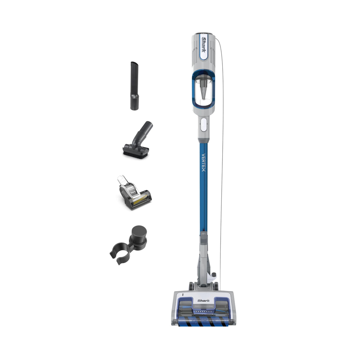 Shark Vertex UltraLight self-cleaning brushroll removes hair for easy cleaning on carpets and floors.