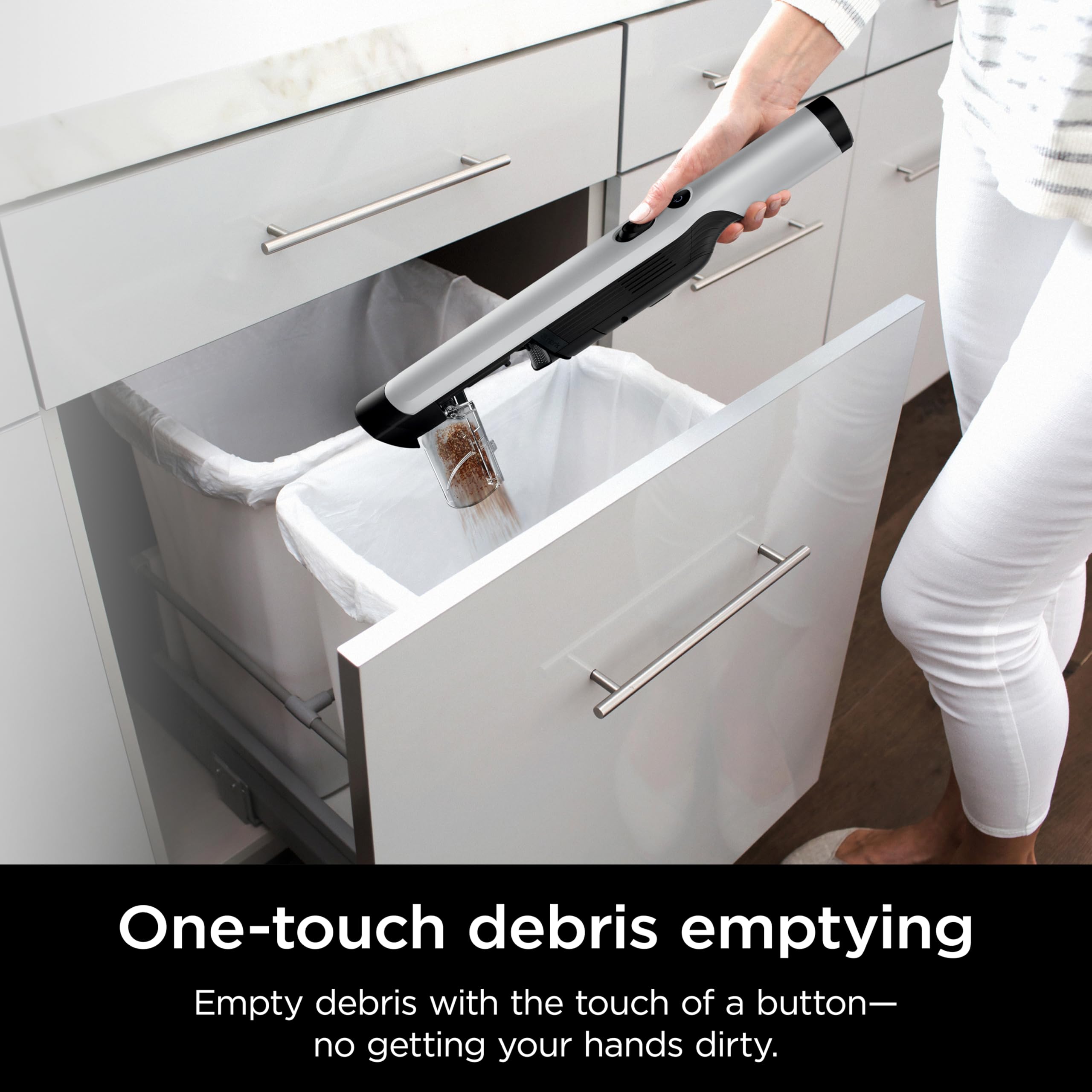 Shark WANDVAC pet hair on furniture showing quick removal in real use.