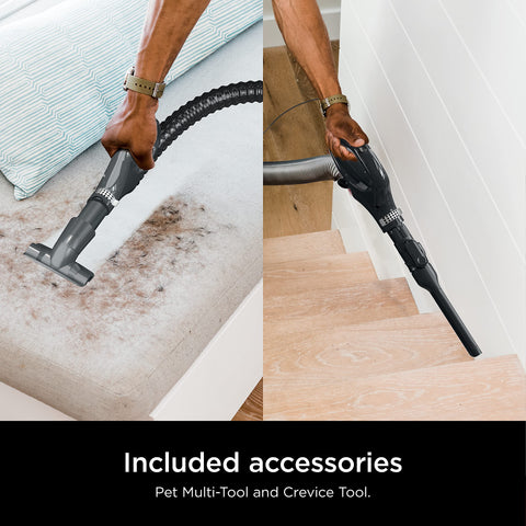 Shark ZU102 includes crevice tool and pet multi-tool for tight spots.