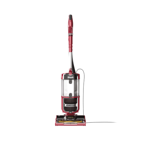 Shark ZU561 Navigator Lift-Away vacuum in red peony shows upright cleaning on floors.
