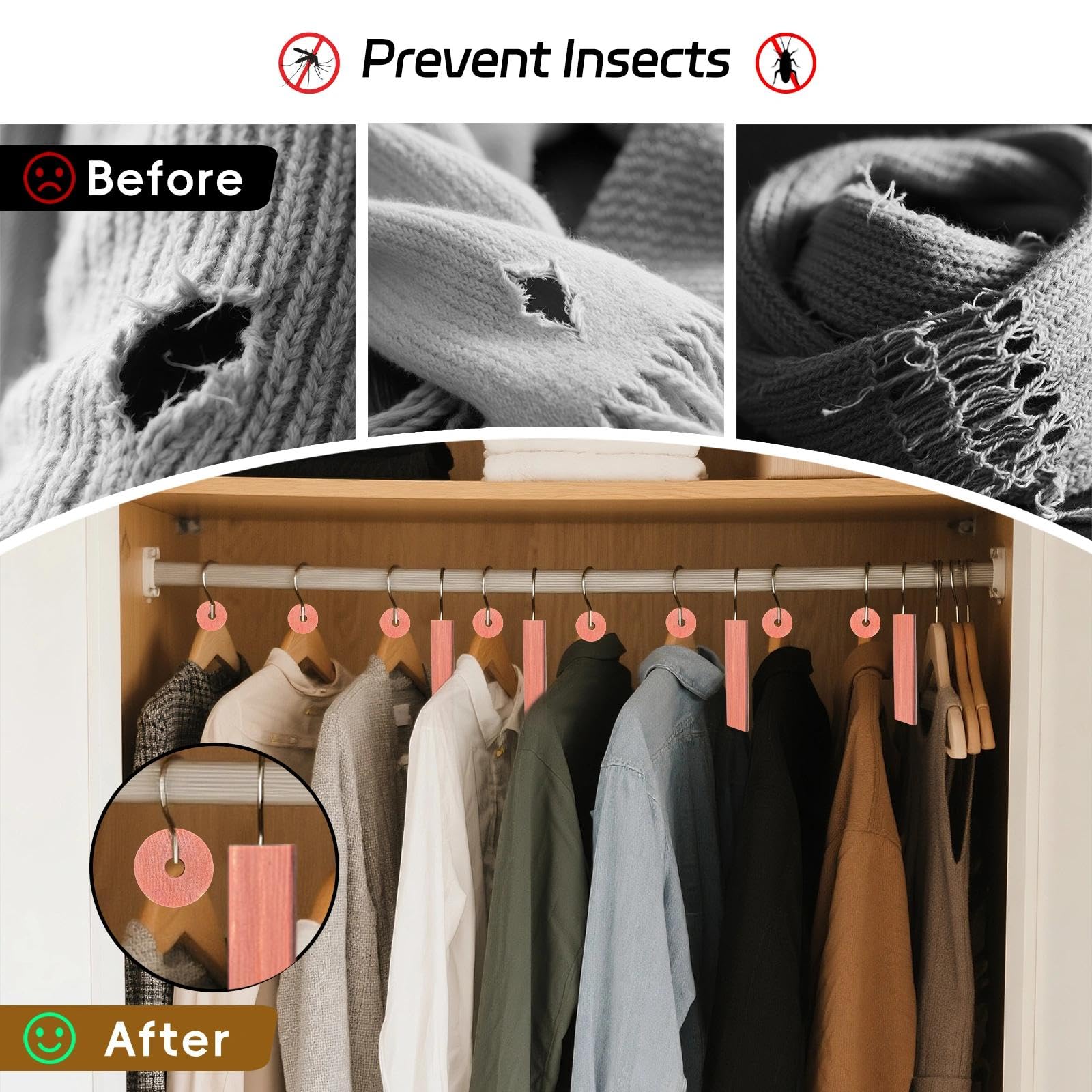SHARKWOODS cedar rings reduce mustiness in drawers and wardrobes