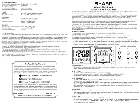 Sharp Atomic Clock auto time sync eliminates manual adjustments