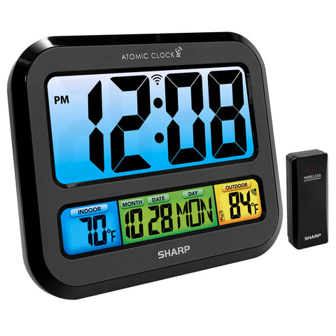 Sharp Atomic Clock color display offers vibrant, easy-to-read time at a glance.