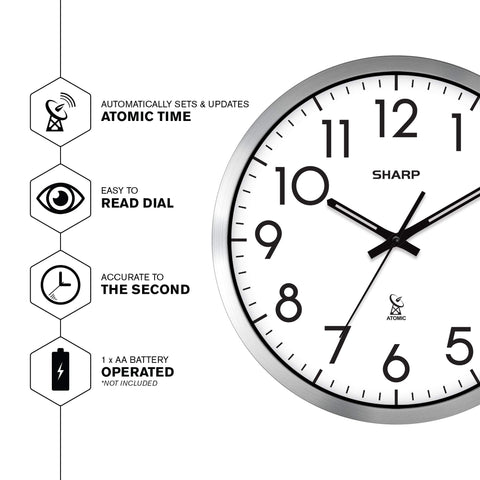 Sharp Atomic clock includes radio-controlled receiver for automatic accuracy