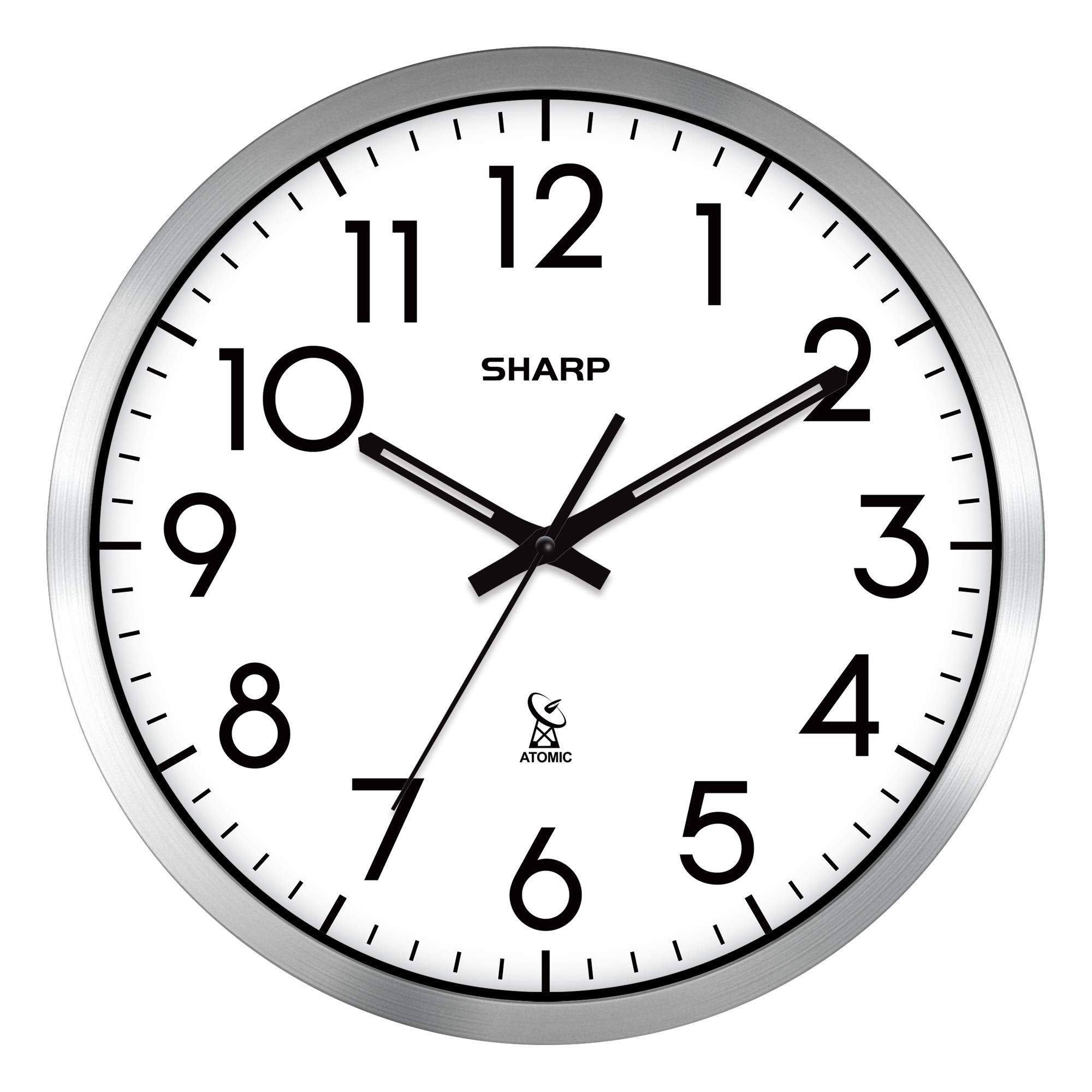 Sharp Atomic wall clock with 12in dial for quick time checks