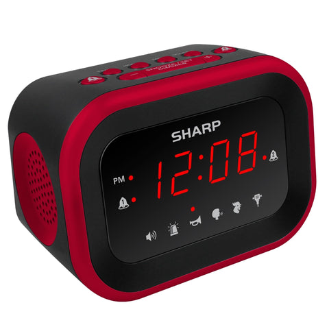 Sharp Big Bang alarm clock front display for easy reading at a distance.