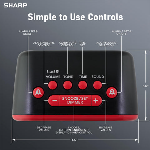 Sharp Big Bang alarm clock six wake sounds to break through deep sleep.