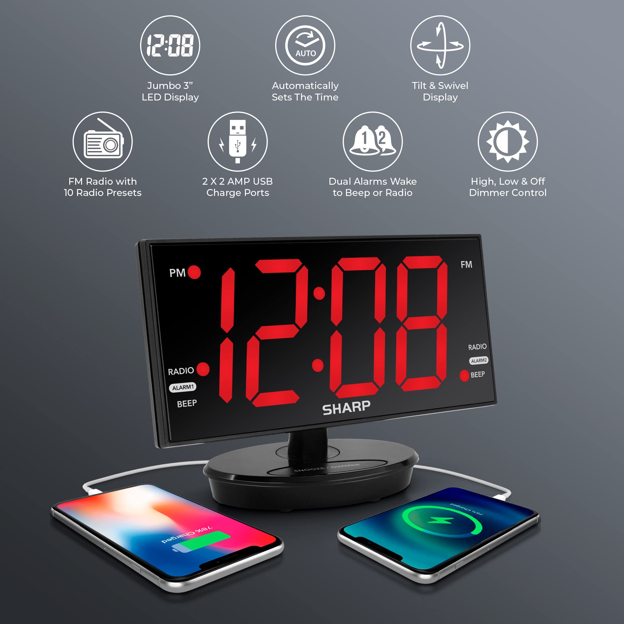 Sharp AccuSet auto time clock ready to use after time zone setup