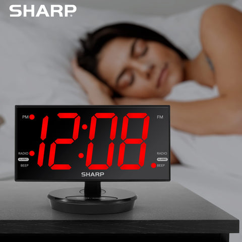 Sharp alarm clock provides dual USB charging for devices