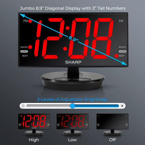 Sharp FM radio on alarm clock with memory for stations