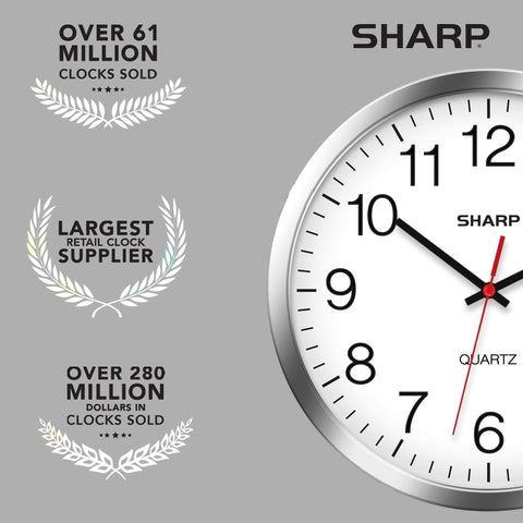 Sharp wall clock battery compartment exposed for a single AA battery operation