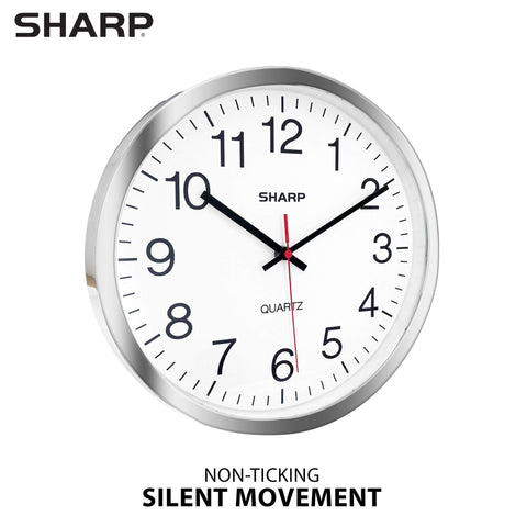 Sharp wall clock dial closeup showing large numerals for quick time checks