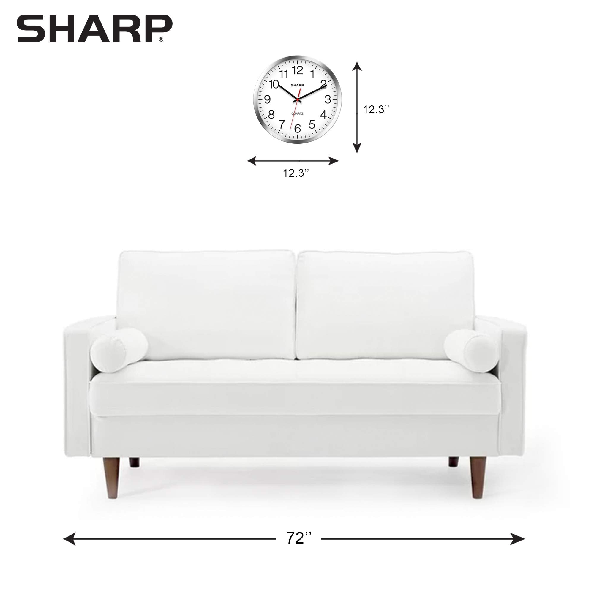 Sharp wall clock side view in a silver chrome finish for a compact profile
