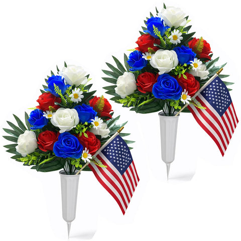 SharpRealm Memorial Day flowers for cemetery brighten graves with durable, no-maintenance color.