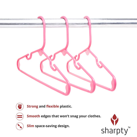 Sharpty pink hanger shows sturdy construction for daily closet use.
