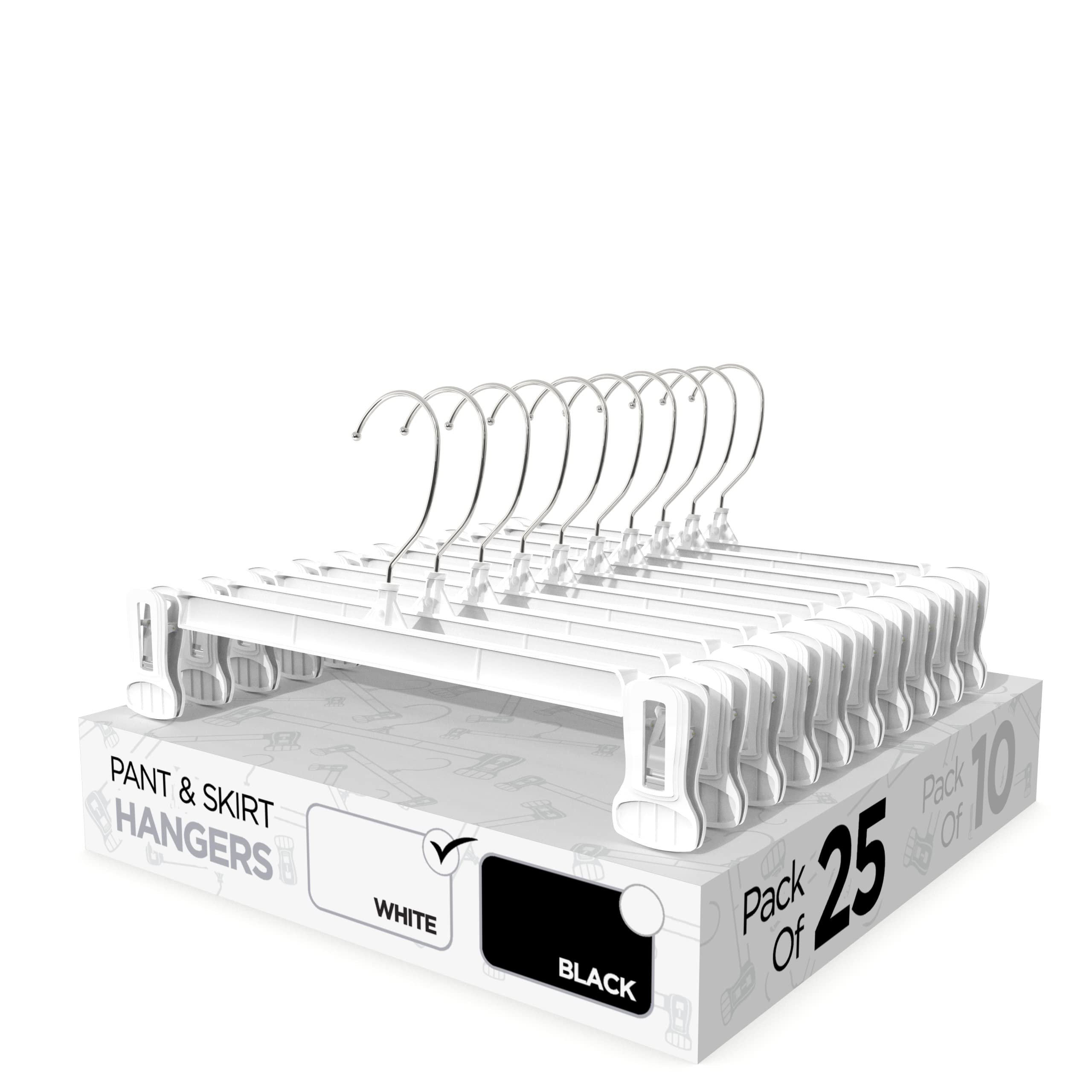 Sharpty pant and skirt hangers with non-slip clips for secure, wrinkle-free garments