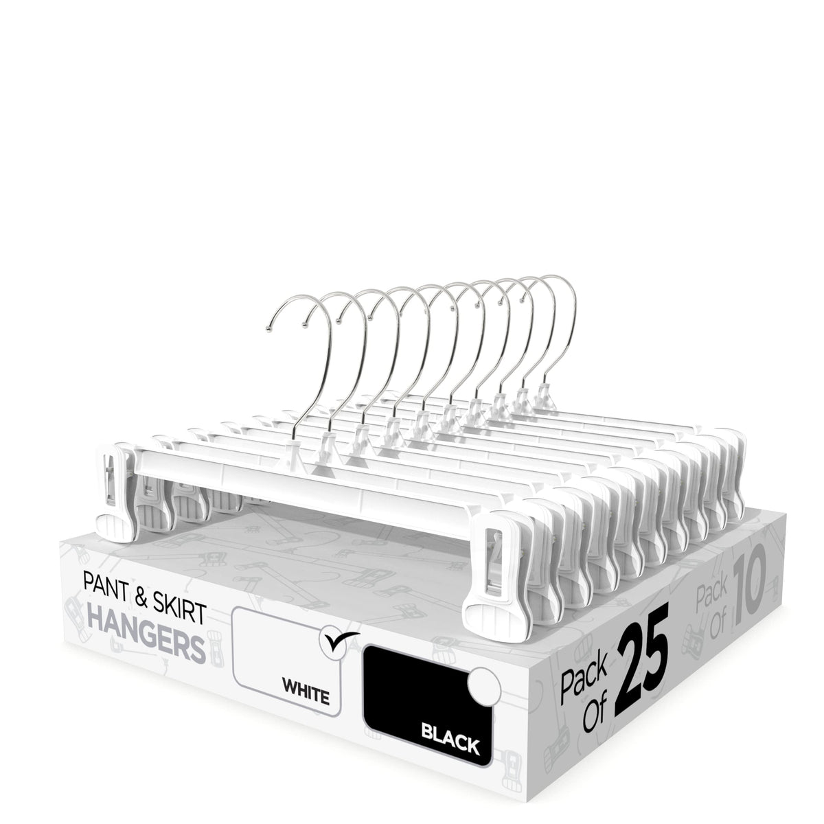 Sharpty pant and skirt hangers with non-slip clips for secure, wrinkle-free garments