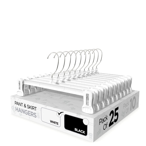 Sharpty pant and skirt hangers with non-slip clips for secure, wrinkle-free garments