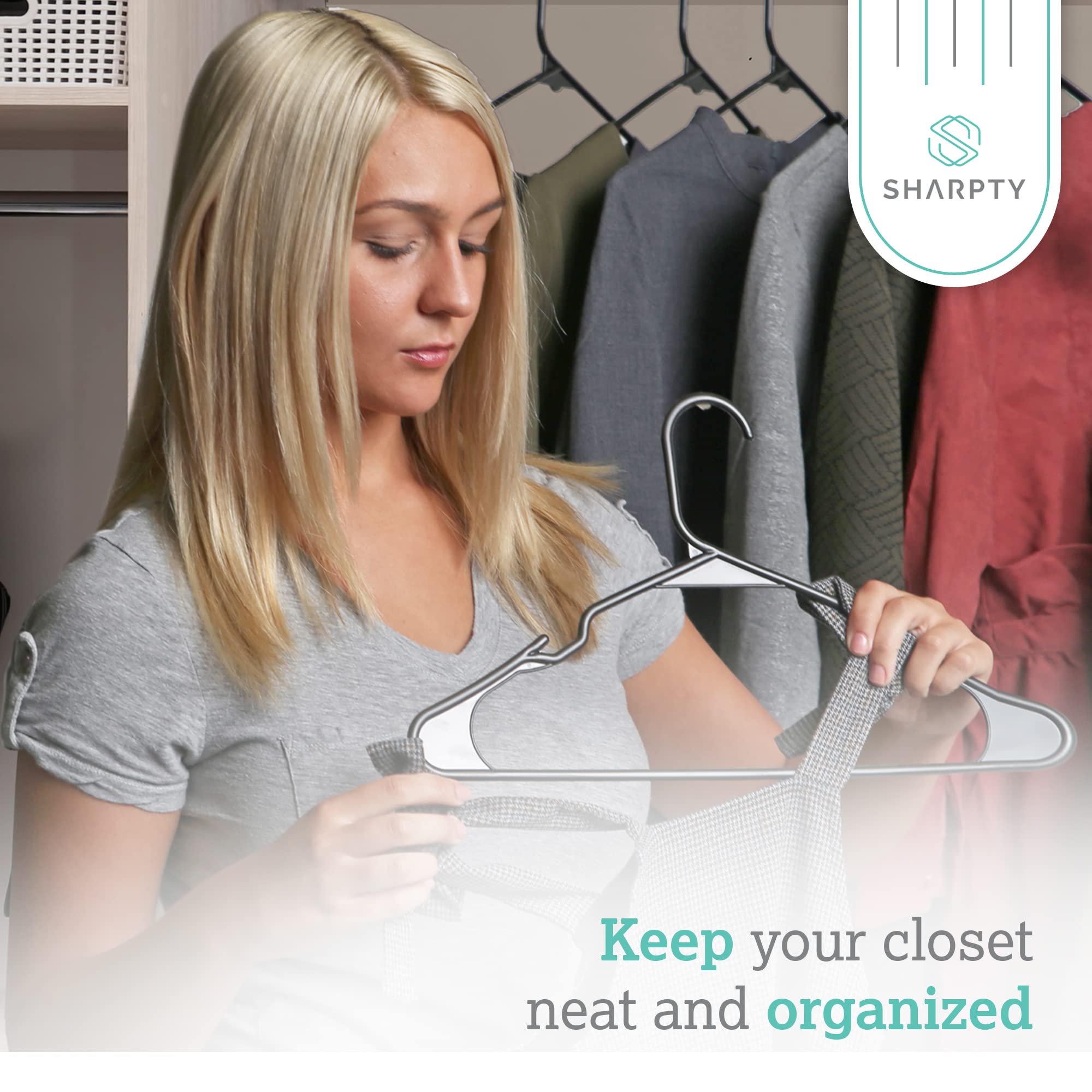 Sharpty durable materials provide sturdy support for coats and jackets.