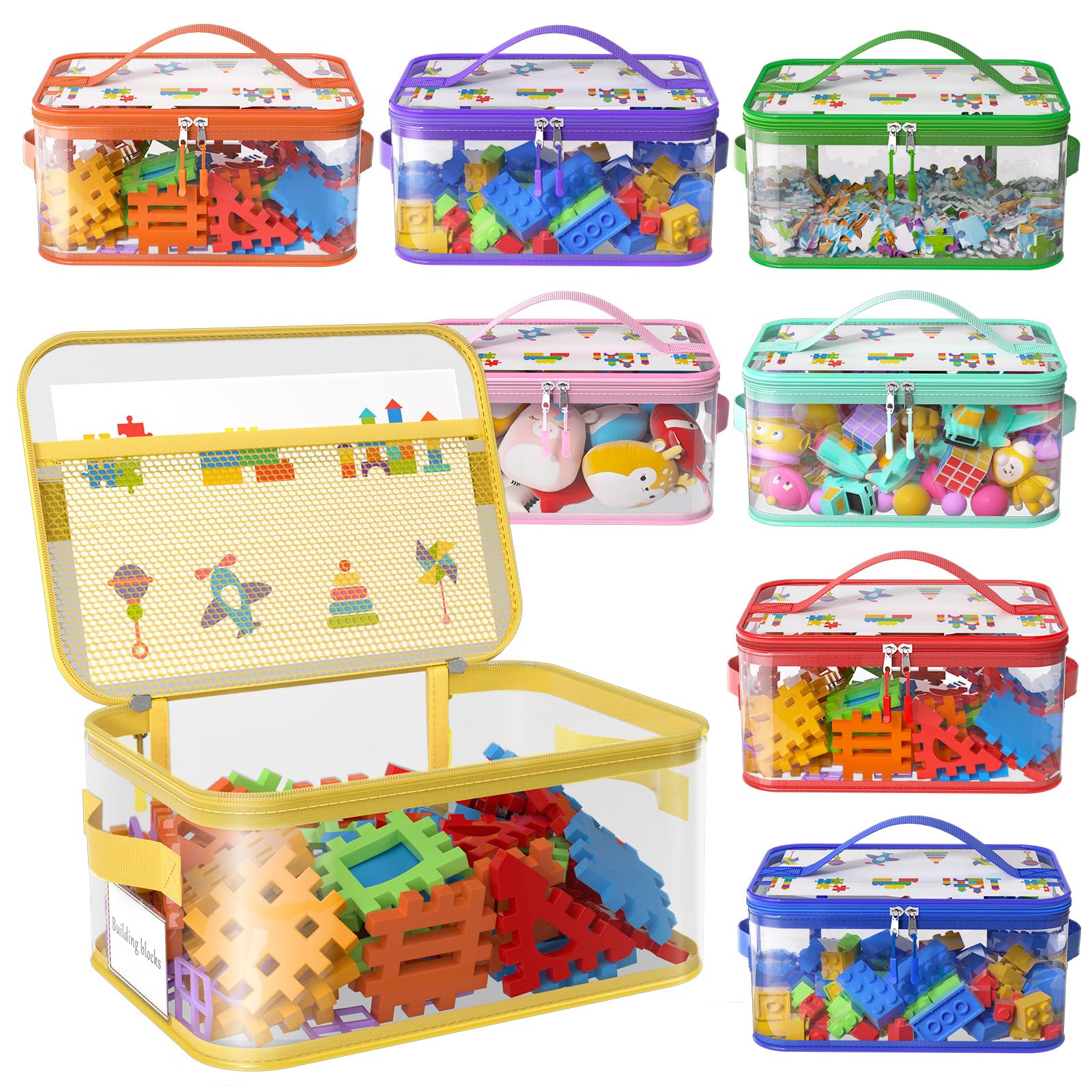 Shcsdr 8-pack large toy storage bags with labels keep toys organized and visible