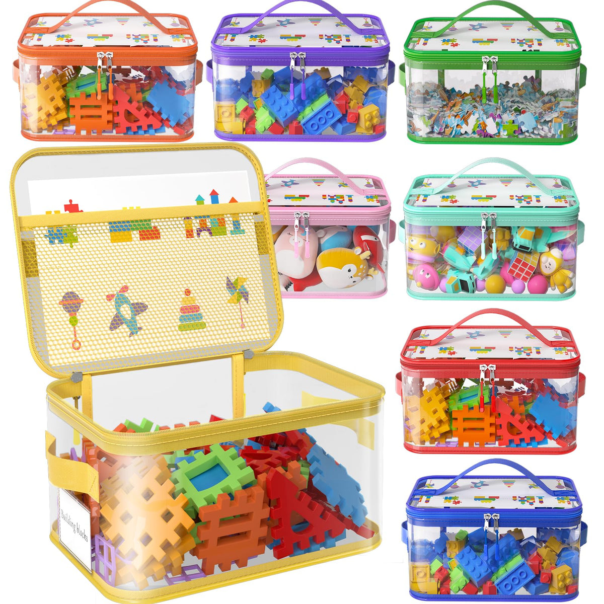Shcsdr 8-pack extralarge clear toy storage bag with zipper for easy organization