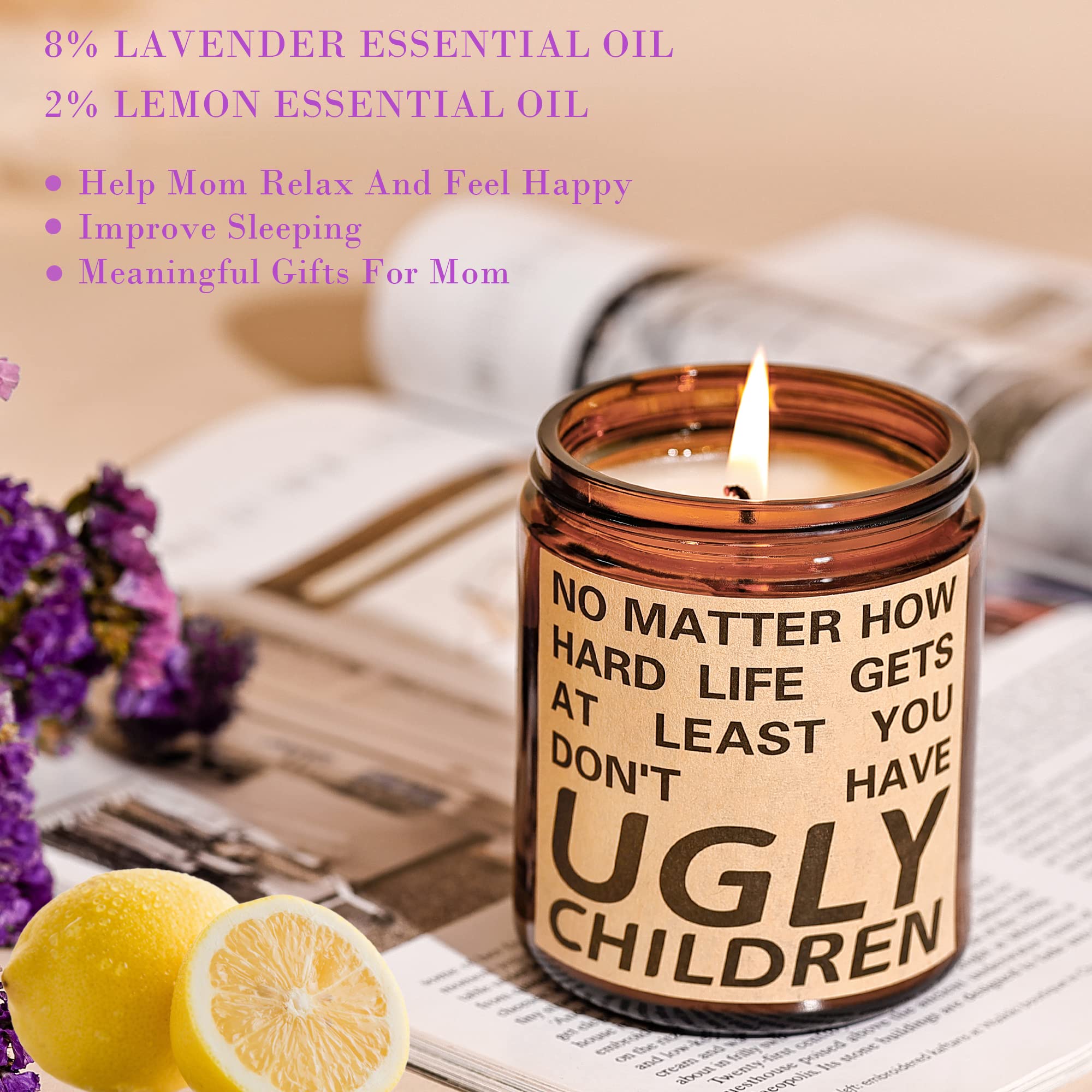 Sheartoumen candle with humorous label for a mom's birthday keepsake.