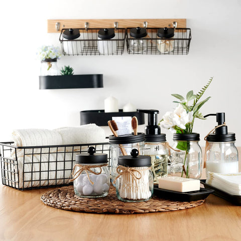 SheeChung apothecary jar stores cotton swabs and small essentials clearly visible