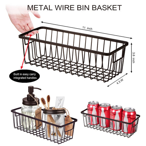 SheeChung metal wire basket organizes towels and jars for easy access.