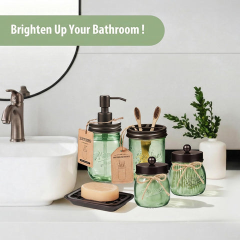 SheeChung Green Bathroom Set mason jars add rustic charm to daily routines