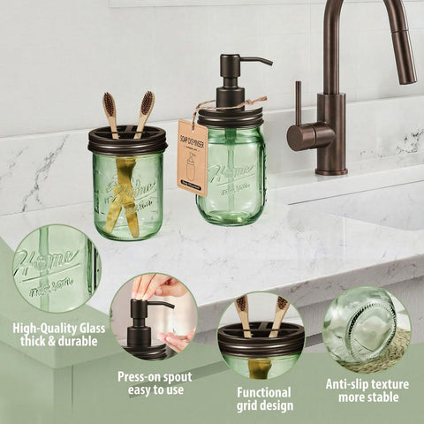 SheeChung Green Bathroom Set soap dish with draining rack keeps counters dry