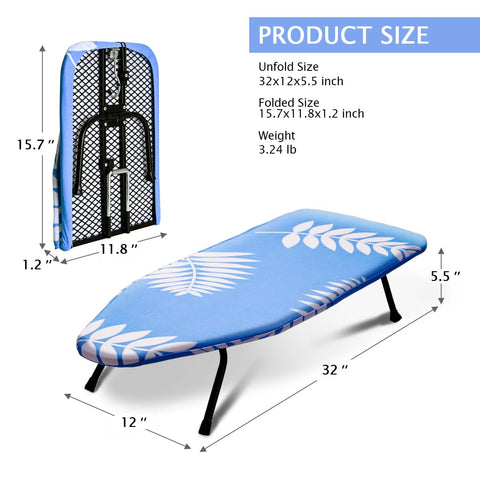 Open SheeChung board showing blue leaf cover for easy ironing.