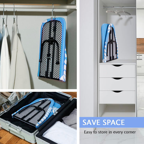 Wall hook storage feature on SheeChung mini ironing board.