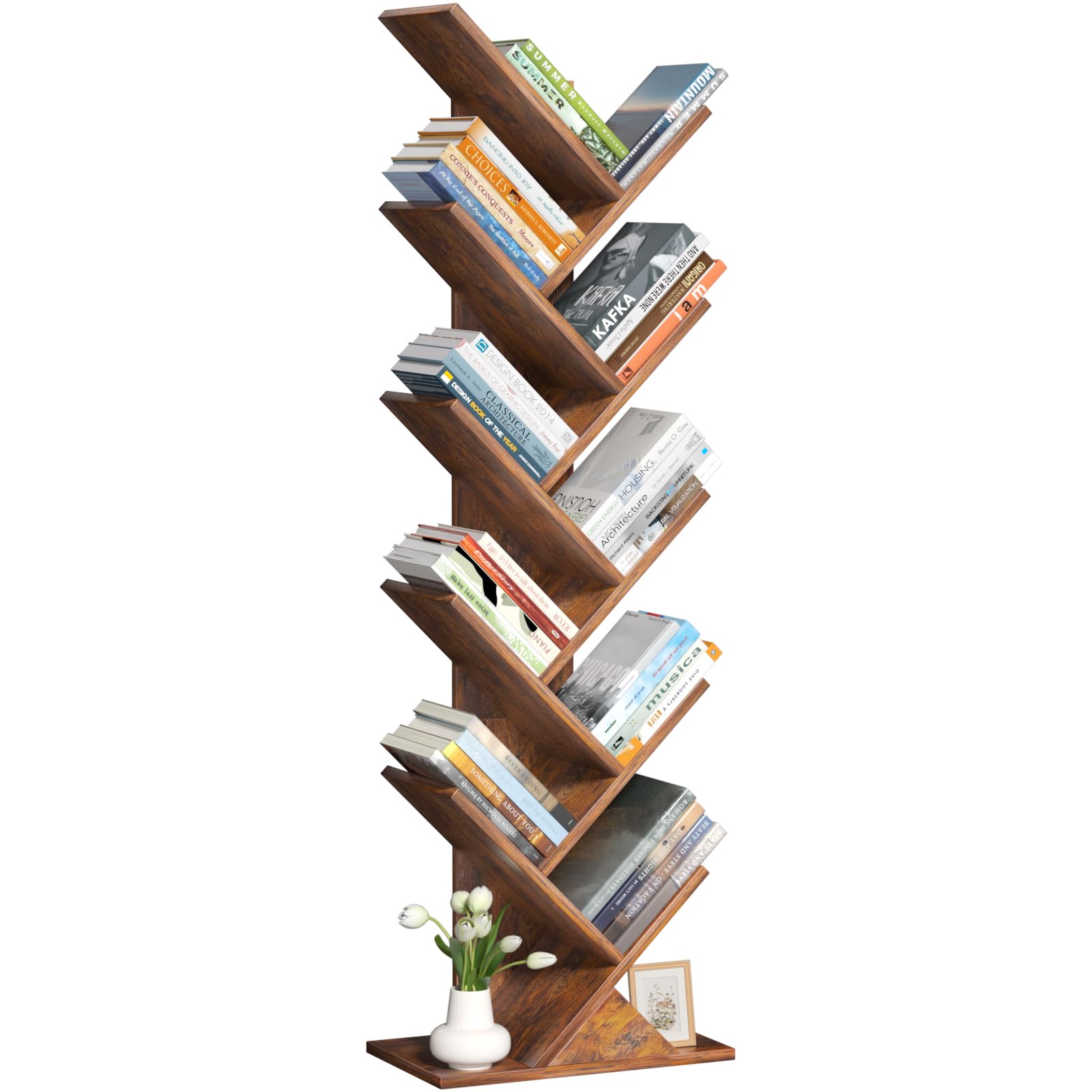 Sheepam 10-tier tree book shelf anti-tip design boosts family safety