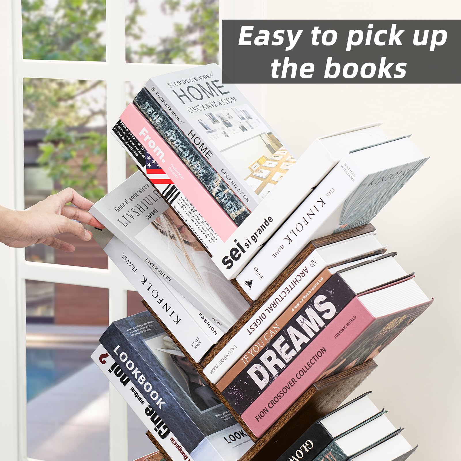 Sheepam 10-tier tree book shelf with decor adds character